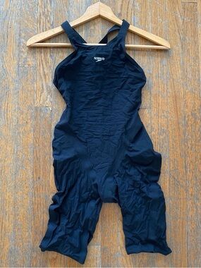 Speedo Black One-Piece Swim Suit with Subtle White Logo